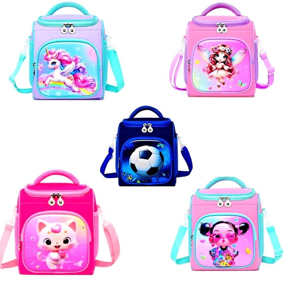 Colorful Kids Lunch Bags with Fun Designs